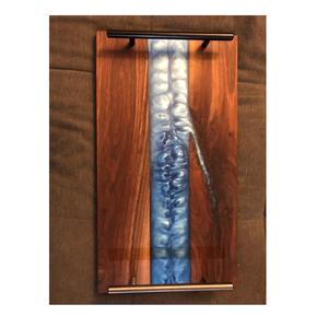 Plateau de service en bois et résine rectangulaire fait à la main avec une bonne qualité plateau de service de nourriture de taille personnalisée pour une utilisation de mariage - Product Image 4