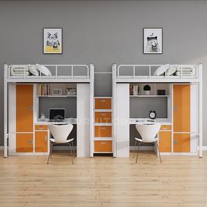 Litera metálica <span class=keywords><strong>con</strong></span> <span class=keywords><strong>escritorio</strong></span> <span class=keywords><strong>debajo</strong></span>, tamaño individual, estructura de acero, litera alta <span class=keywords><strong>con</strong></span> armario, litera individual para niños y adultos - Product Image 5