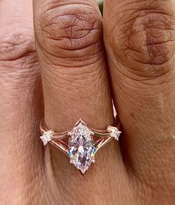 <b>Moissanite</b> Sterling Silver <b>Ring</b> White Marquise Cut Engagement <b>Ring</b> Beautiful Customized <b>Moissanite</b> <b>Ring</b> - Product Image 2