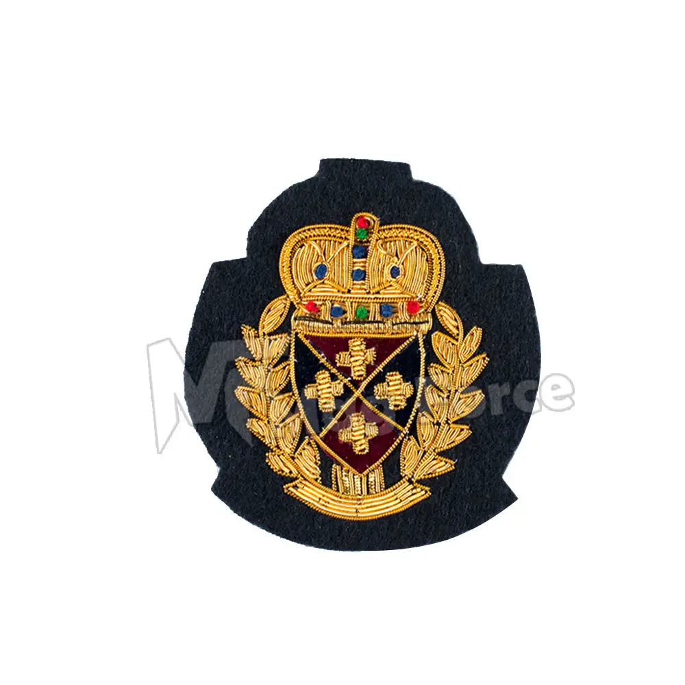 Design personalizado Regimento Bullion Wire Bordado Blazer Emblema Handmade Bordado Emblemas Para Adultos