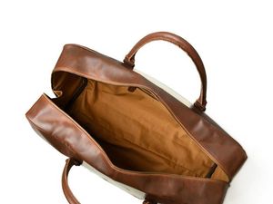 Bolso Bandolera Clásico Marrón y Blanco de Moda Vintage con Correa de Hombro Ajustable de Cuero Genuino y Cierre de Cremallera - Product Image 3