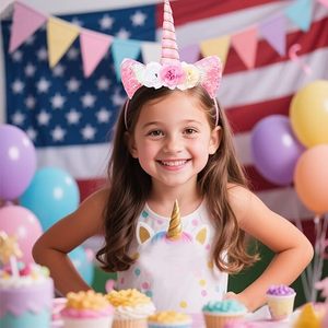 عصابة رأس على شكل زهرة يونيكورن لطيفة للفتيات إكسسوارات شعر للأطفال لحفلة عيد ميلاد يونيكورن - Product Image 2