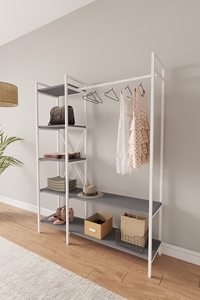 Closet Organizer with Garment Rack and Storage <b>Shelves</b> <b>Clothing</b> Rack with <b>Shelves</b> and Metal Frame Wardrobe - Product Image 3