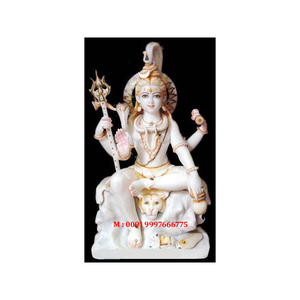 หินอ่อนสีขาวคุณภาพดีเยี่ยม พร้อมการตกแต่งอย่างประณีตและดีไซน์สวยงาม รูปปั้นพระศิวะ สำหรับตกแต่งบ้าน สำนักงาน และวัด - Product Image 1