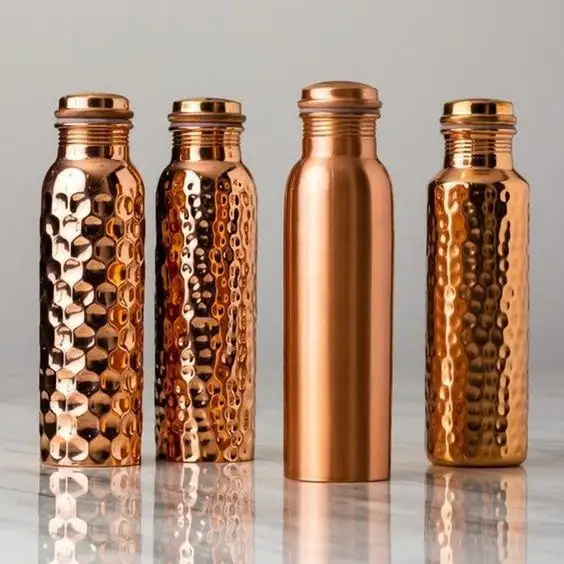 Pure Copper Leak Proof Bottle with Hammered Shine Design, Drinkware & Storage Purpose, Ayurvedic Health Benefits,
