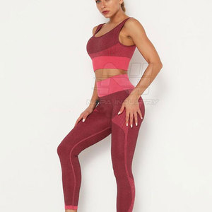 Conjunto Deportivo de Yoga para Mujer, con Logotipo Frontal, Diseño Sólido sin Mangas, 2 Piezas, Transpirable, de Secado Rápido, Sin Costuras, Spandex/Poliéster de Alta Calidad - Product Image 3