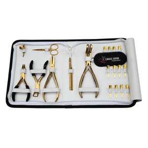 Salon Hair Extension Tools Kit Three-Hole <b>Micro</b> Ring Crimping Plier Bead Remover Parting Ring Loop Hook & Sectioning Clips - Product Image 1