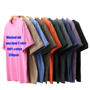 T-shirt pour homme surdimensionné en coton 100% teint à la cire, manches courtes, style streetwear - Product Image 1