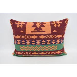 Acogedora y elegante almohada de lana geométrica étnica naranja de 20x28 pulgadas tejida con acento estampado cuadrado Vintage para sofá o uso doméstico - Product Image 5