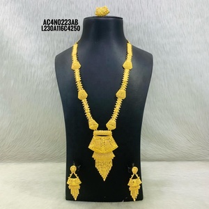 Long collier dernière conception plaqué or en ligne un gramme de bijoux de mode Plaqué or Collier Set-Acheter en ligne... - Product Image 1
