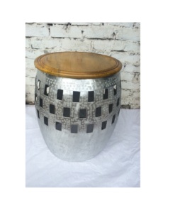 Mesa auxiliar de tambor de madera en forma de capó, diseño de corte decorativo de Metal de hierro negro para sala de estar, mesa de centro perfecta - Product Image 3