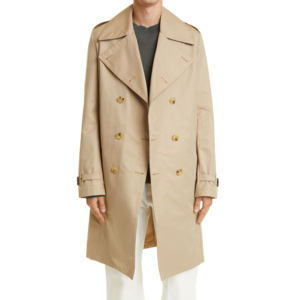 Gabardina de doble botonadura para hombre, Chaqueta larga informal ajustada con solapa con muescas, abrigo cortavientos transpirable con botones de talla grande - Product Image 1