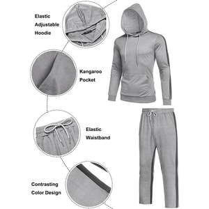 Ropa de calle personalizada, chándal a rayas, a rayas y pantalones de chándal Sudadera con capucha, conjunto de Sudadera con capucha y sudadera con lavado ácido para hombres - Product Image 2