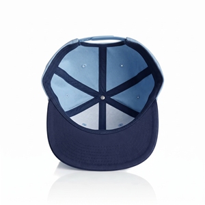 Structured 7 Panel Flat Brim Snapback <b>Cap</b> Light <b>Blue</b> <b>Navy</b> Contrast Hat Wholesale Custom Logo High Quality OEM ODM Low MOQ - Product Image 5