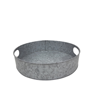 Set of 3 Galvanized <b>Round</b> <b>Tray</b> Oxidize Grey Color Medium Size Storage <b>Trays</b> for Restaurant & Table Top Decoration - Product Image 2