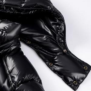 Veste matelassée d'hiver décontractée pour hommes, manteau en toile tissée à fermeture éclair et coupe-vent à capuche et col montant, de couleur noire, Offre Spéciale! - Product Image 4