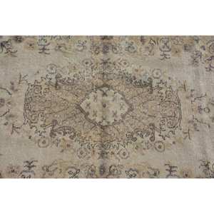 Alfombra turca Vintage Beige Marrón 3,7 X 6.8ft Lana hecha a mano Área grande Diseño de retazos Rectangular Pasillo Látex para decoración de habitación - Product Image 5