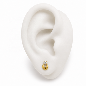 Pendientes de Oro Macizo con Círculo Abierto y Circonita Redonda para Mujer, Joyería Fina, Venta al por Mayor OEM ODM - Product Image 4