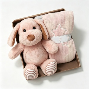 Juego de Regalo de Peluche de Perrito Rosa Personalizado para Niños de 5 a 7 Años, Animal de Peluche Suave con Bordado de Estrella y Forro de Malla, Manta para Bebé - Product Image 6