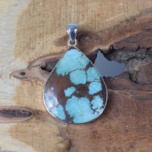 Pendentif en forme de poire turquoise bleu, argent sterling 925, bijoux en pierres précieuses faits à la main, cadeau de naissance pour femme, pierre de naissance de décembre - Product Image 3