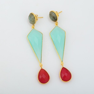 Diamond-High Fashion Gold Plated <b>Huggie</b> <b>Earrings</b> Multi-Color Multi-Shape Multi-Stone Fine Jewelry Drop <b>Earrings</b> - Product Image 4