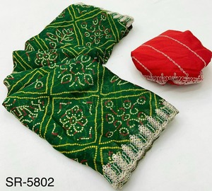 Nouveau lancement mousseline douce tissu très léger bandhej imprimé prêt à porter saree - Product Image 3