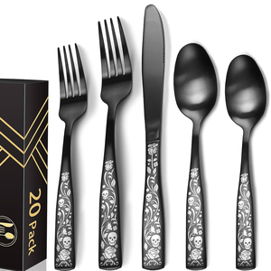 Juegos de cubiertos modernos utilizados para el hogar Hotel Restaurante Utensilios de cocina Juego de Cubiertos de color negro con tamaño y diseño personalizados por HHO - Product Image 1