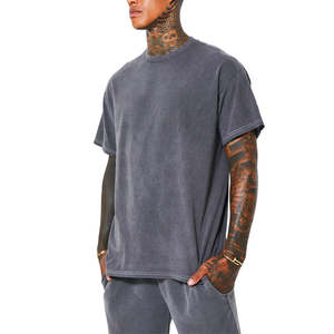 Ensemble de jogging de haute qualité 100% coton lavé à l'acide t-shirt et ensemble court personnalisé mode lavage à l'acide hommes ensemble court - Product Image 5