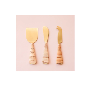 Ensemble de couteaux à fromage en rotin et acier de la plus grande qualité Ensemble de couteaux à fromage Vente à chaud de qualité supérieure - Product Image 3