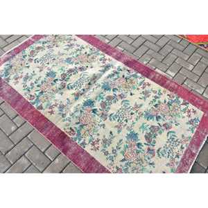 Tapis vintage, tapis turc 3,9x6,9 pieds, tapis marocain en laine rouge - Product Image 4