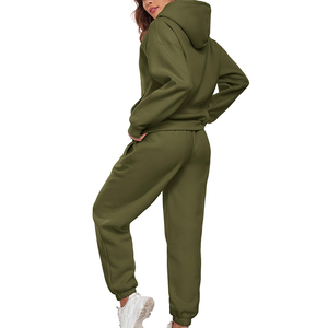 Meilleure vente en gros ensemble de survêtements solides décontractés 2 pièces pour femmes survêtement d'automne en coton personnalisé prêt à expédier - Product Image 2