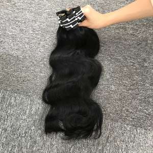 Top vente en gros VQ cheveux Bella modèle droit Double dessiné 100% humain Remy os droit vierge bande Extensions de cheveux - Product Image 2