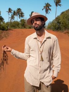 Chemise à Manches Longues Confortable en Coton 100% Beige pour Homme Vêtements Décontractés à Boutons Oversize - Product Image 6