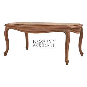 Mesa de Centro Ovalada de Lujo con Tapa de Mármol Marrón Natural y Patas Cabriolé de Madera Talladas a Mano para Decoración Clásica de Sala de Estar - Product Image 3