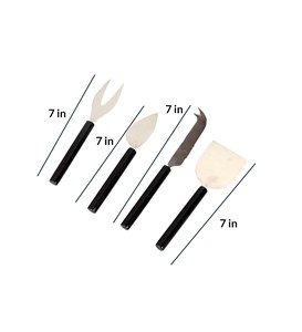 High Quality Stainless Steel Black & Silver Cheese <b>Knife</b> Set for Home Hotel or Restaurant Including Fork and Spoon - Product Image 3