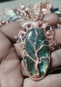 Impressionnant pendentif Coper en métal fait main Labradorite 30To35mm ensemble percé avec lunette ensemble pour bijoux de mode avec cadeau d'anniversaire - Product Image 4