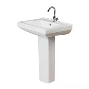 Modern Ceramic Sanitary Ware Art Dual Pressure Indoor Designer Lavabo Sink Full Pedestal Wash Basin Stone Sink for Hospital - Product Image 1