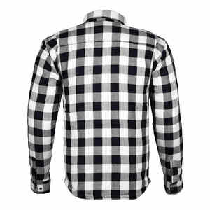 Black and <b>White</b> Checkered Protective Motorcycle <b>Flannel</b> Shirt with Full Aramid Lining and Removable CE Armored Pads Mens Rider - Product Image 4