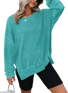 Ventes en gros de sweats à capuche oversize pour femmes en tricot léger imprimé à l'automne, lavés à l'acide, vintage, pull-over, survêtement - Product Image 2