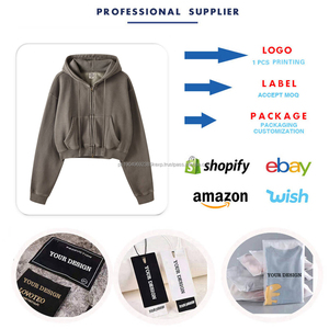 เสื้อฮู้ดดี้ผู้หญิงแขนยาวทรงครอป ผ้าฟลีซคุณภาพสูง 360gsm สกรีนโลโก้ตามสั่ง - Product Image 4