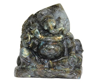Sculpture de Ganesha en labradorite sculptée à la main par Rudra Gems, pierre de guérison en cristal de Delhi - Product Image 3