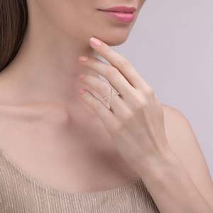 Jeulia X-Shape Crossover Rhodium Plated Sterling <b>Silver</b> <b>Ring</b> with Cut Zircon - Product Image 6