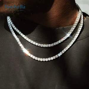 Hot Selling 925 Silver & 14k Gold Plated 4mm Moissanite Diamond Iced <b>Tennis</b> <b>Chain</b> for Men & Women Premium Necklaces - Product Image 2