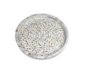 Plateau de service personnalisé, écologique, fait à la main, avec incrustation de nacre, poignée en nacre, pliable, durable, pour salon, table de Ramadan, fêtes - Product Image 3