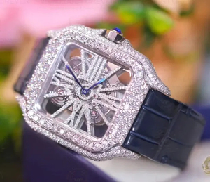 Montre-bracelet en acier inoxydable de haute qualité avec design unique, diamant moissanite, alliage tendance, hip-hop, verre de quartz, luxueuse et sertie - Product Image 6