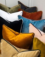 Oreiller en velours de luxe avec passepoil Housse de coussin en velours à fermeture éclair de toute taille