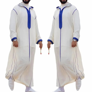 Precio al por mayor Hombres Islámico Estilo Thobe Manga larga O Cuello Musulmán Islámico Hombres Jubba Thobes Frente Dos bolsillos Diferentes colores - Product Image 4