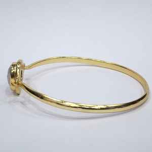 925 argent Sterling plaqué or excellente qualité à facettes arc-en-ciel pierre de lune pierre précieuse fait à la main Unique bracelet réglable - Product Image 5