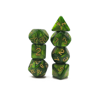 Outils de jeu en gros, logo personnalisé, écologiques, durables, dés polyédriques en acrylique, mini-dés, ensemble de 7 pièces, coins arrondis pour jeux de table