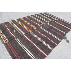 Turkish Rug, 7.3x11.3 ft Oversize Rug, <b>Brown</b> Red Kilim Wool Rug - Product Image 2